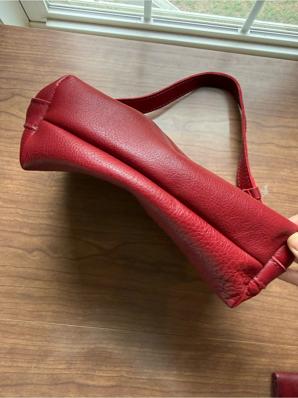 Portland Leather Goods Red Leather Shoulder Bag - Picture 4 of 5